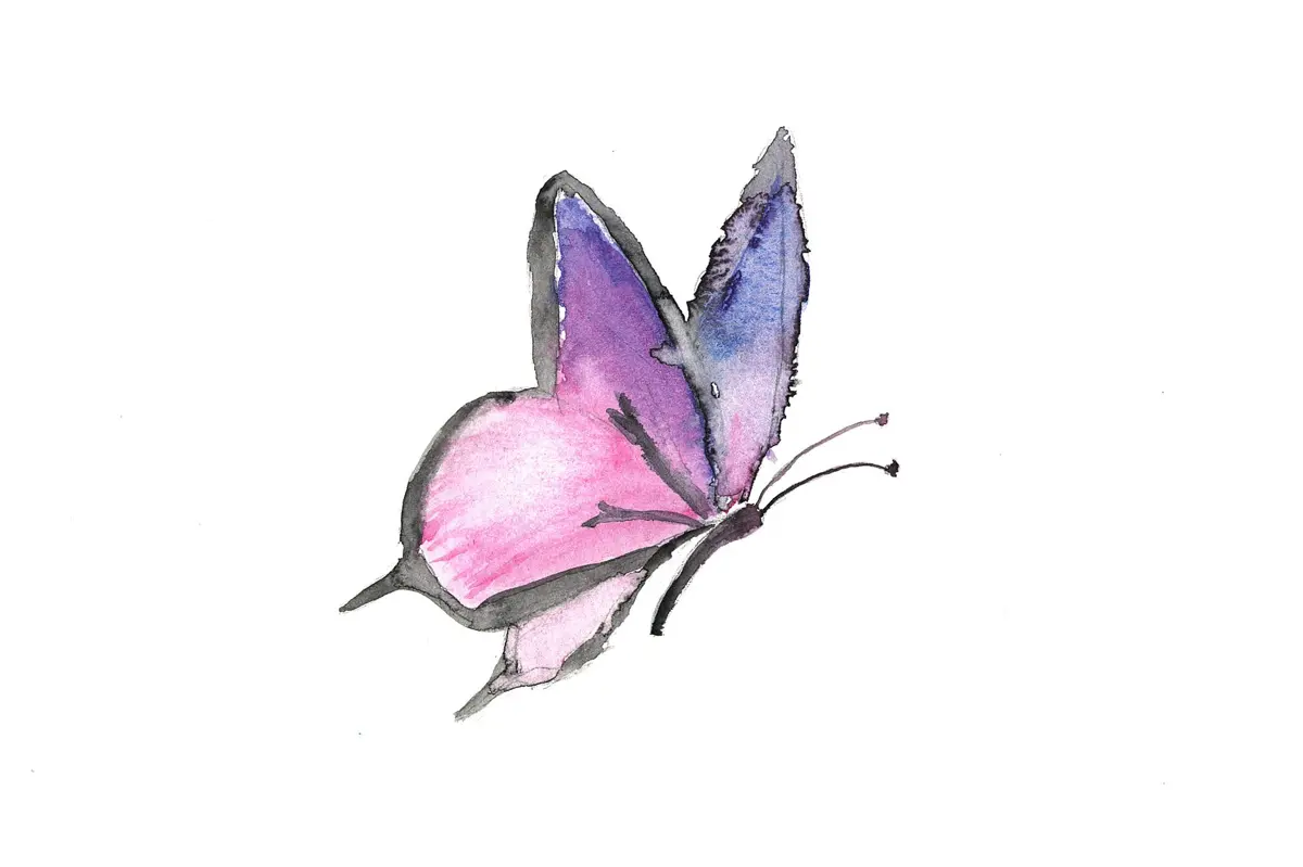 Butterfly, watercolor painting by a young artist