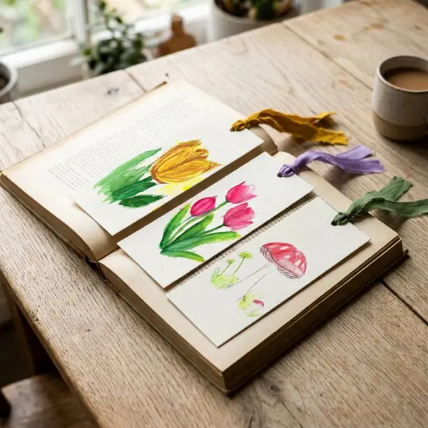 Bookmarks, a watercolor by a young artist