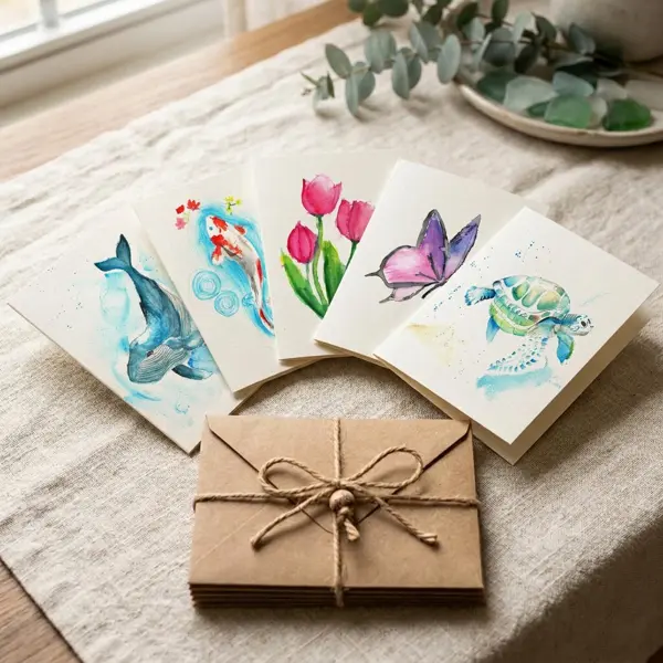 Cards, a watercolor by a young artist