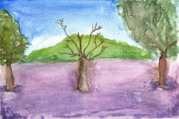 Lavender Meadow, a watercolor by a young artist