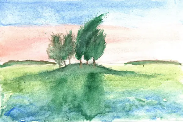 Windy Hill, a watercolor by a young artist