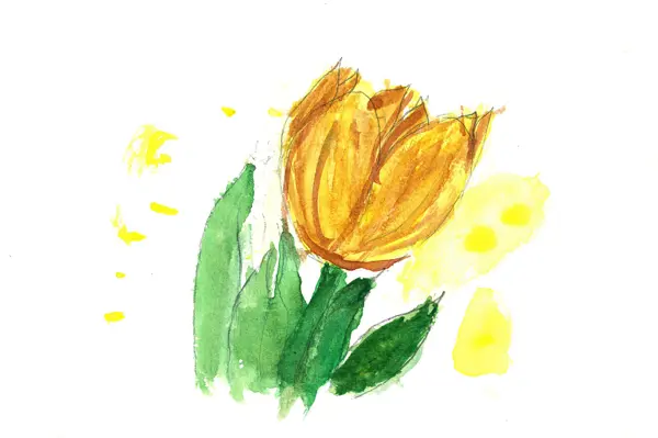 Yellow Tulip, a watercolor by a young artist